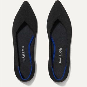 Rothy’s Retired The Point Solid Black Washable Flats Size 7.5